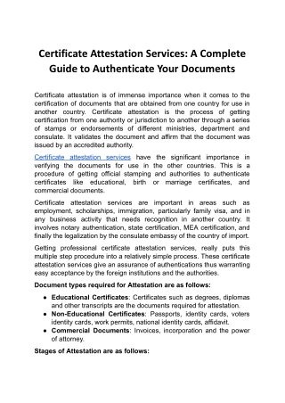 Certificate Attestation Services: A Complete Guide to Authenticate Your Document