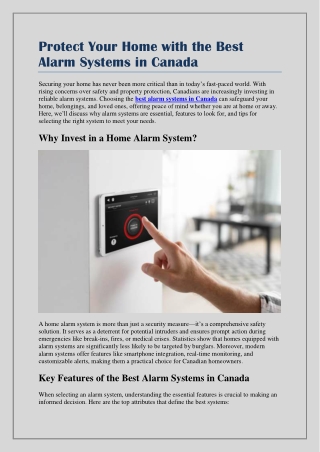 Protect Your Home with the Best Alarm Systems in Canada