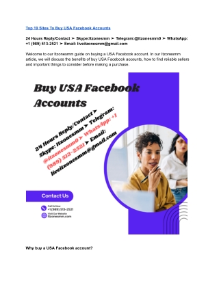 Top 19 Sites To Buy USA Facebook Accounts