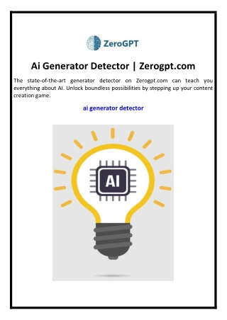 Ai Generator Detector | Zerogpt.com