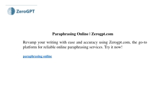 Paraphrasing Online  Zerogpt.com