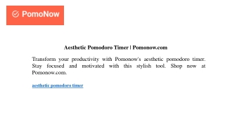 Aesthetic Pomodoro Timer  Pomonow.com