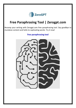 Free Paraphrasing Tool | Zerogpt.com