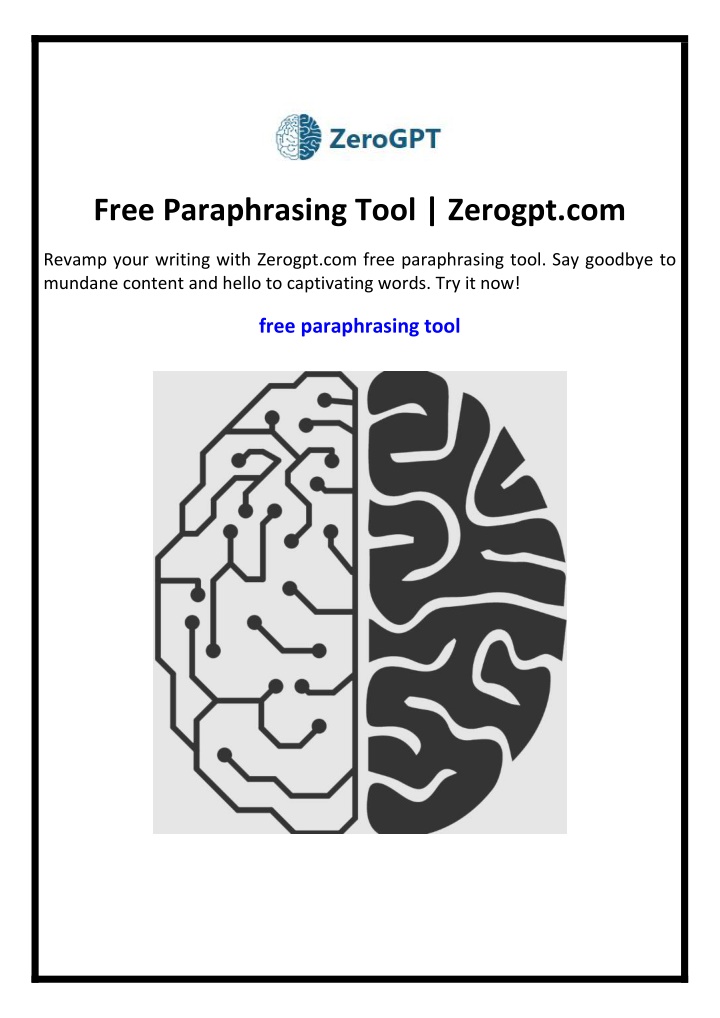 free paraphrasing tool zerogpt com