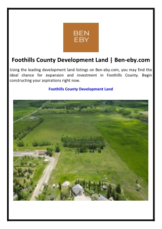 Foothills County Development Land | Ben-eby.com