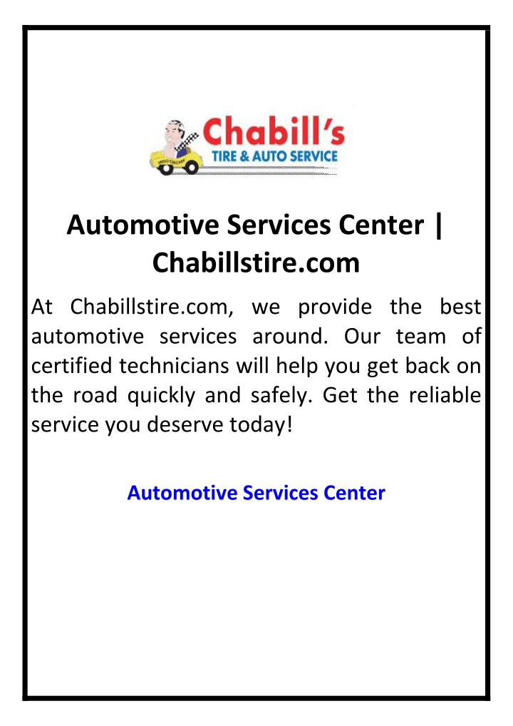 automotive services center chabillstire com