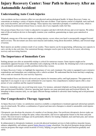 injury recovery center your path to recovery