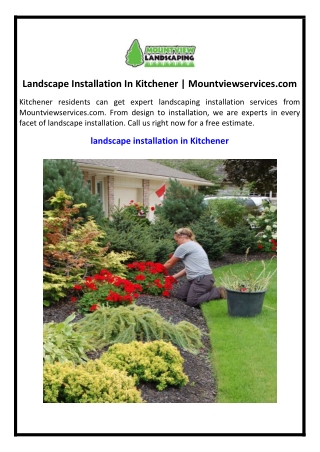 Landscape Installation In Kitchener | Mountviewservices.com