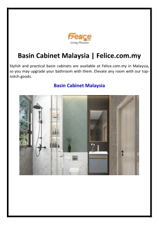 Basin Cabinet Malaysia | Felice.com.my