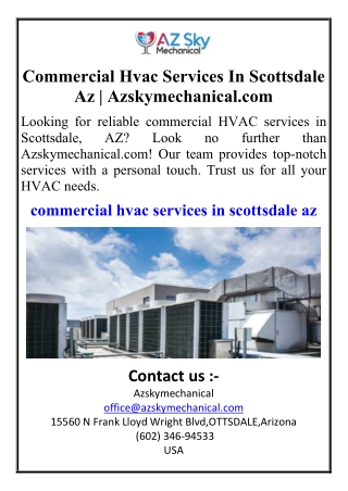 Commercial Hvac Services In Scottsdale Az  Azskymechanical.com