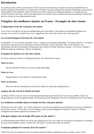 S'inspirer des meilleures mairies en France : Exemples de sites réussis.