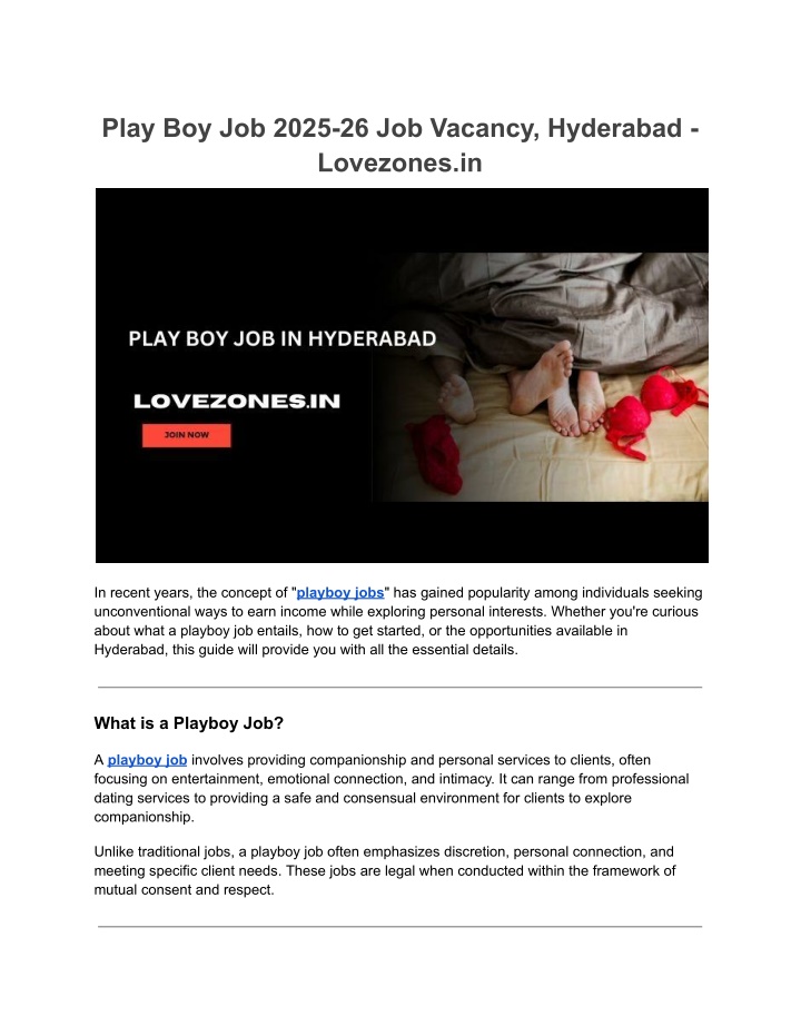 play boy job 2025 26 job vacancy hyderabad