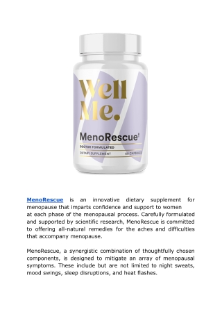 menorescue menopause that imparts confidence