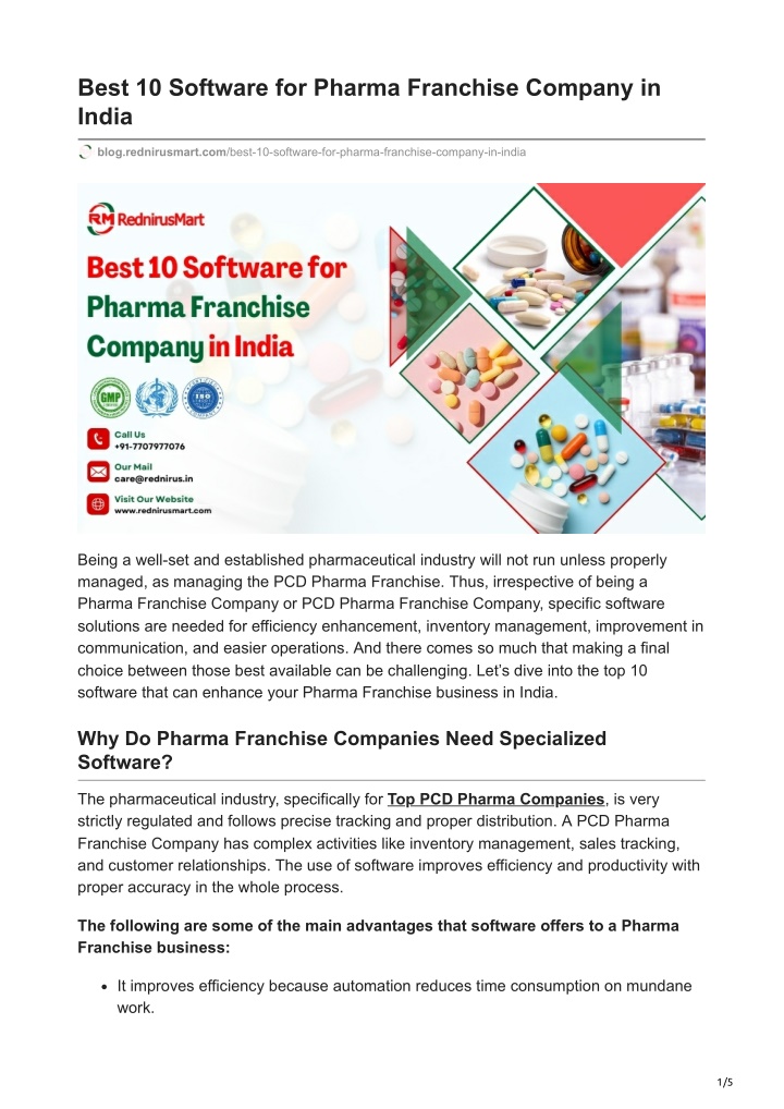 best 10 software for pharma franchise company