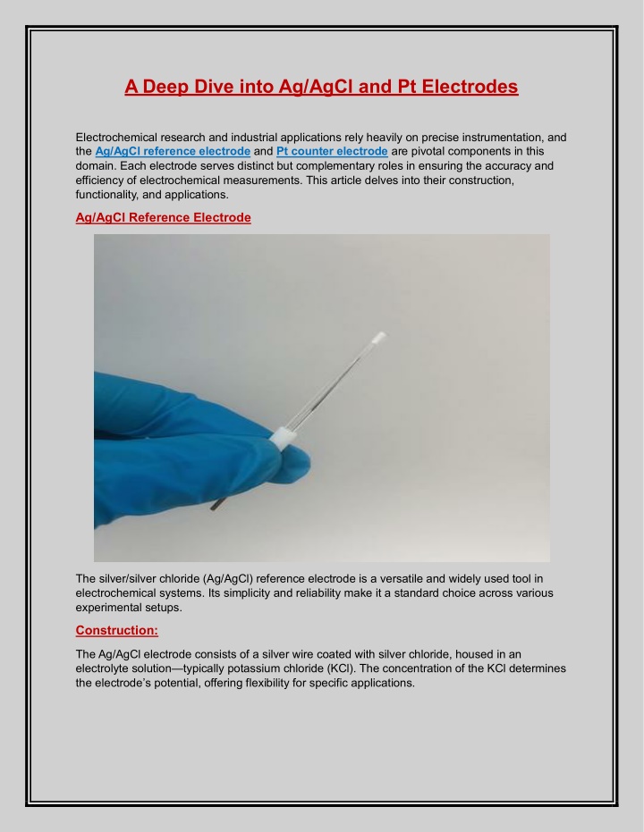 a deep dive into ag agcl and pt electrodes