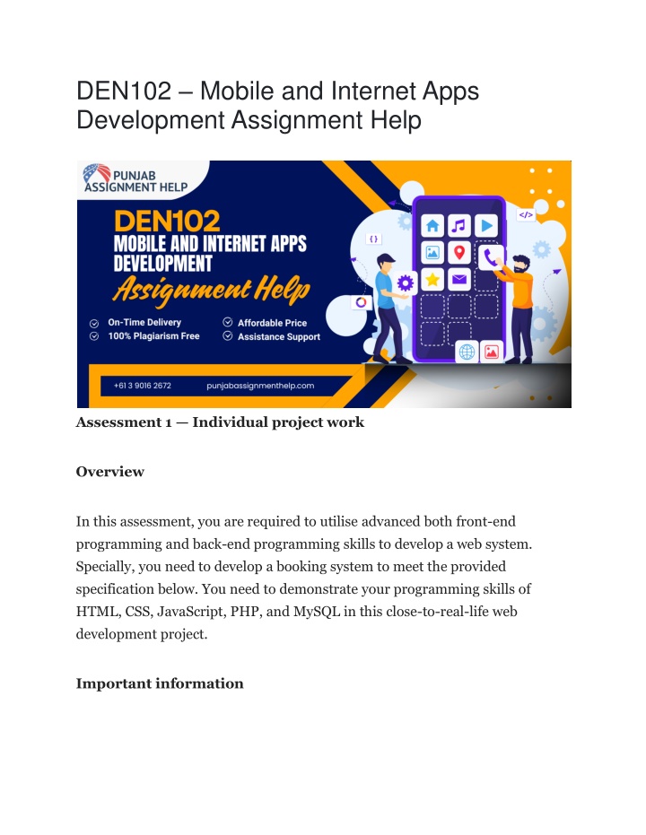 den102 mobile and internet apps development