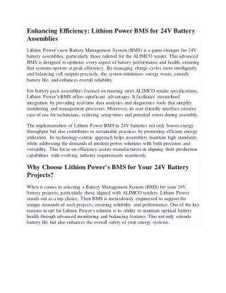 Lithion Power BMS for 24V Battery Assemblies