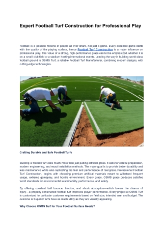 Expert Football Turf Construction for Professional Play