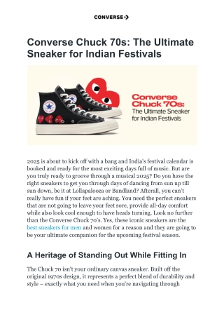 Converse Chuck 70s: The Ultimate Sneaker for Indian Festivals