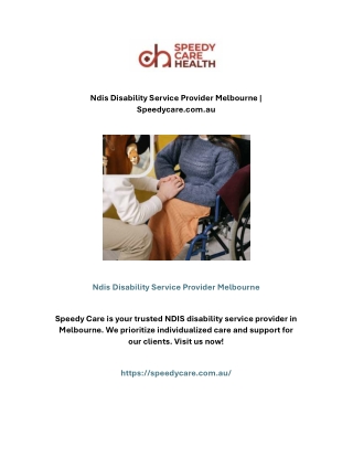Ndis Disability Service Provider Melbourne | Speedycare.com.au