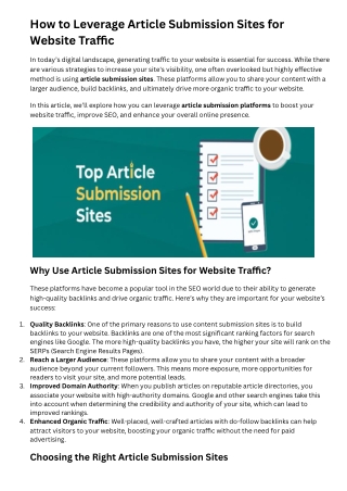 how to leverage article submission sites