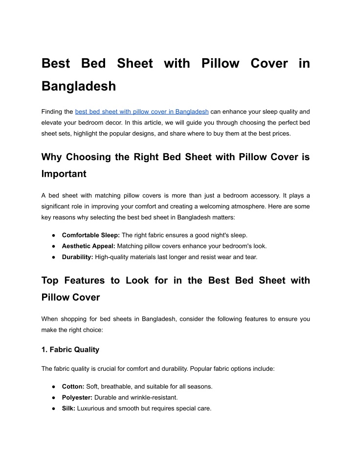 best bed sheet with pillow cover in