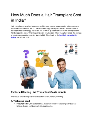 How Much Does a Hair Transplant Cost in India ?