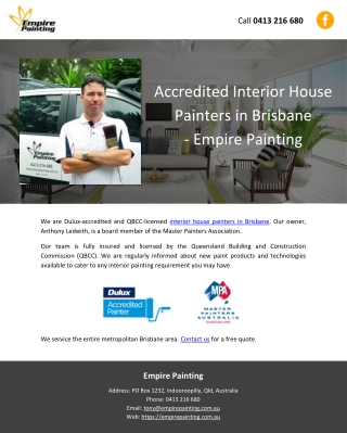 Accredited Interior House Painters in Brisbane - Empire Painting