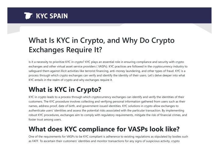 what is kyc in crypto and why do crypto exchanges