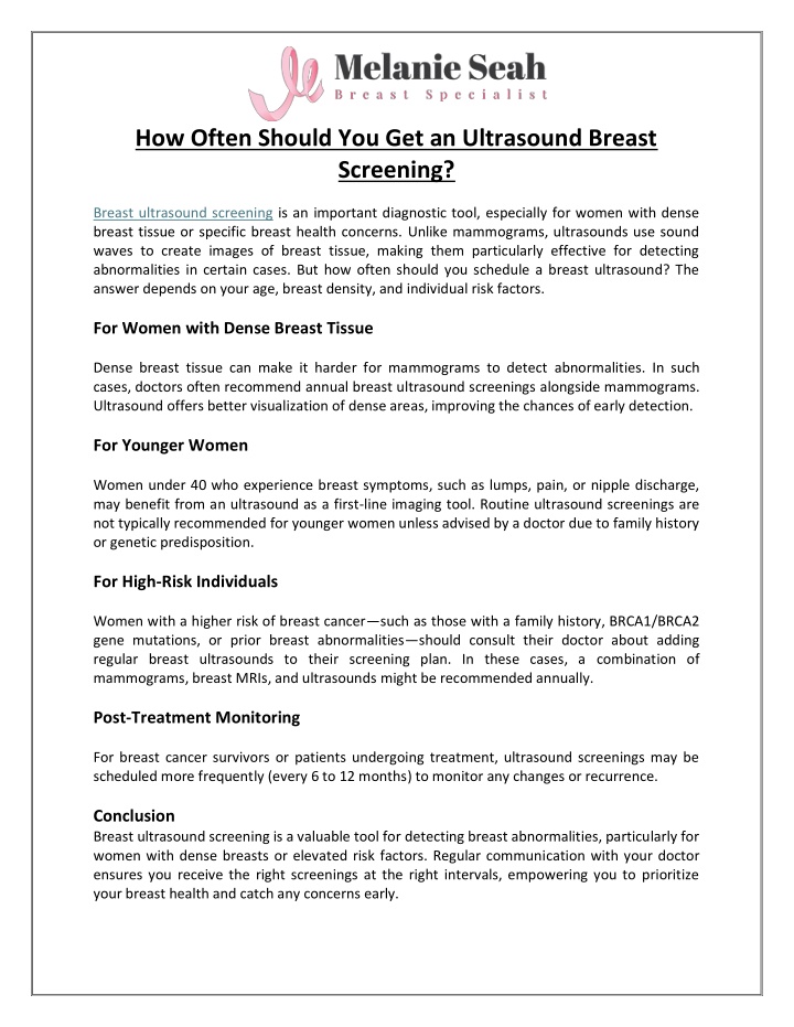 how often should you get an ultrasound breast