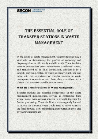 The Essential Role of Transfer Stations in Waste Management