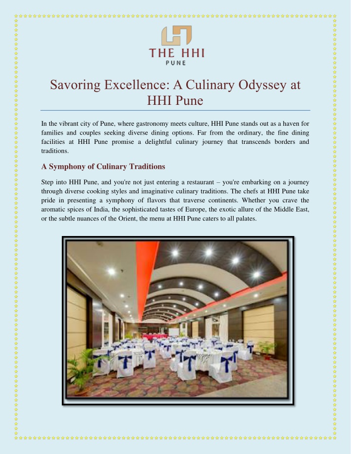 savoring excellence a culinary odyssey at hhi pune