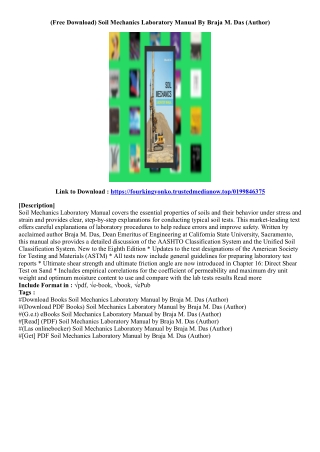 (Best Ebook) Soil Mechanics Laboratory Manual By Braja M. Das (Author)