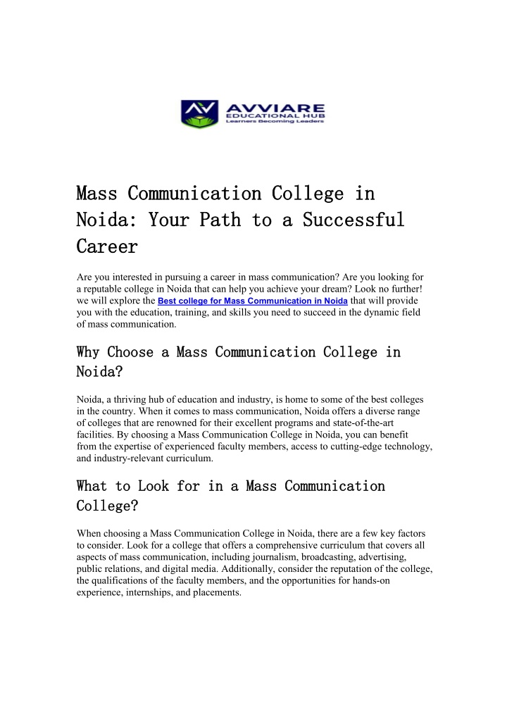 mass mass communication communication college