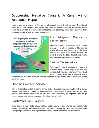 Suppressing Negative Content_ A Quiet Art of Reputation Repair
