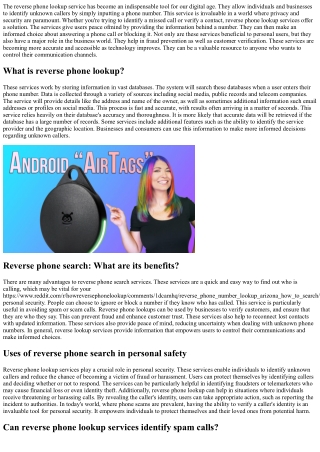 Explore the benefits and applications of reverse telephone lookup services