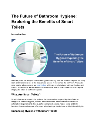 The Future of Bathroom Hygiene_ Exploring the Benefits of Smart Toilets