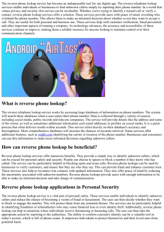 Discovering Reverse Telephone Lookup Services: Benefits and Applications