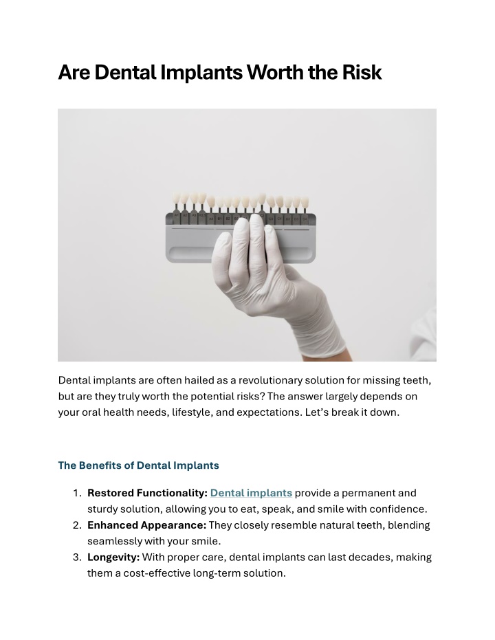 are dental implants worth the risk