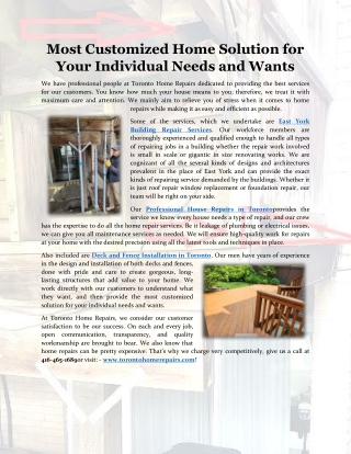 most customized home solution for your individual