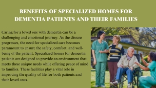 Benefits of Specialized Homes for Dementia Patients and Their Families