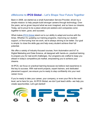 zwelcome to ipcs global let s shape your future
