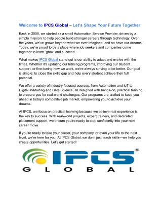 welcome to ipcs global let s shape your future