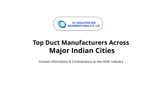 Top Duct Manufacturers Across Major Indian Cities & Contact Info