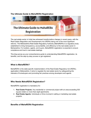 The Ultimate Guide to MahaRERA Registration