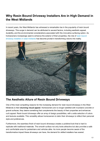 Why Resin Bound Driveway Installers Are in High Demand in the West Midlands