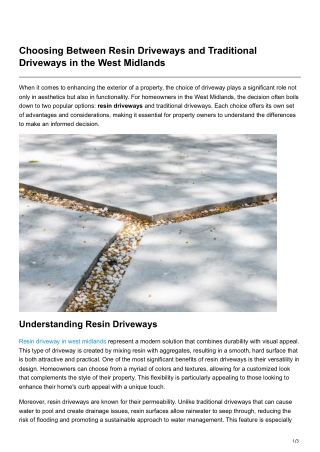 Choosing Between Resin Driveways and Traditional Driveways in the West Midlands