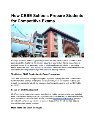 How CBSE Schools Prepare Students for Competitive Exams