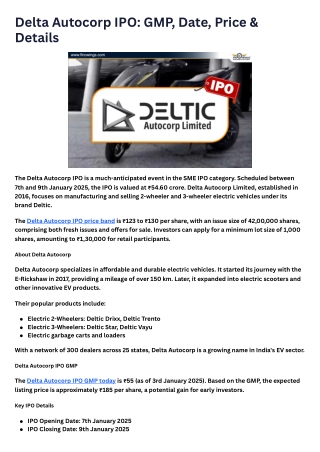 delta autocorp ipo gmp date price details