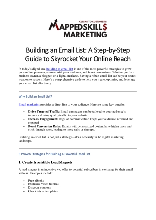 building an email list a step building an email